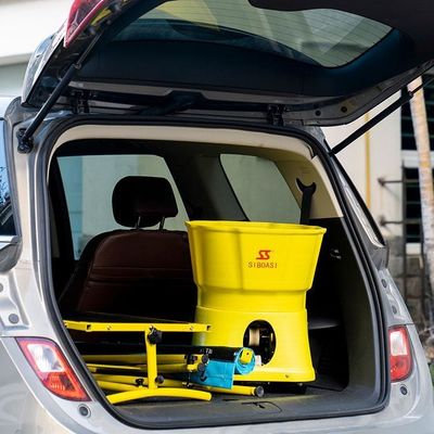 80W Sarı Tenis Besleme Makinesi, Mini Tenis Topu Sunucusu Hızı Ayarlanabilir