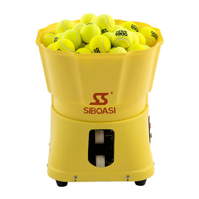 80W Sarı Tenis Besleme Makinesi, Mini Tenis Topu Sunucusu Hızı Ayarlanabilir